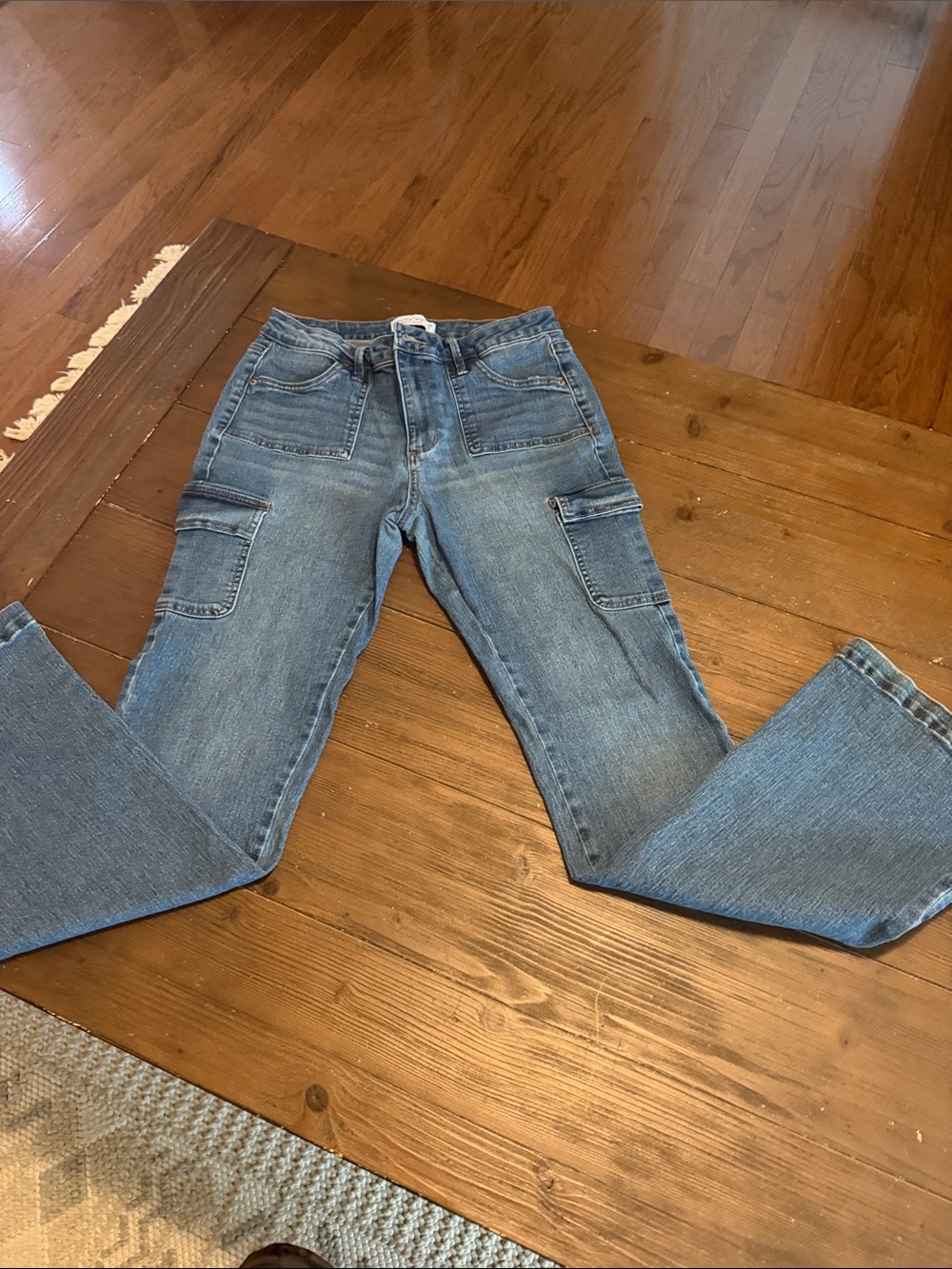 Vanilla Star Light Blue Straight Leg Cargo Jeans